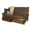 Queen Futon with Suede Fabric Mattress in Gray and Walnut P879