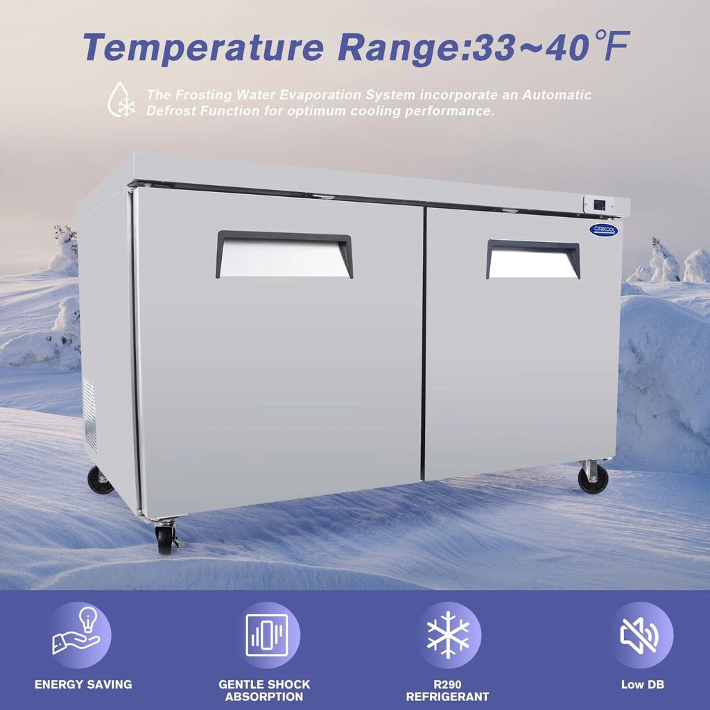 60" Commercial Stainless Steel Undercounter Work Top Refrigerator 18Cu.Ft F928