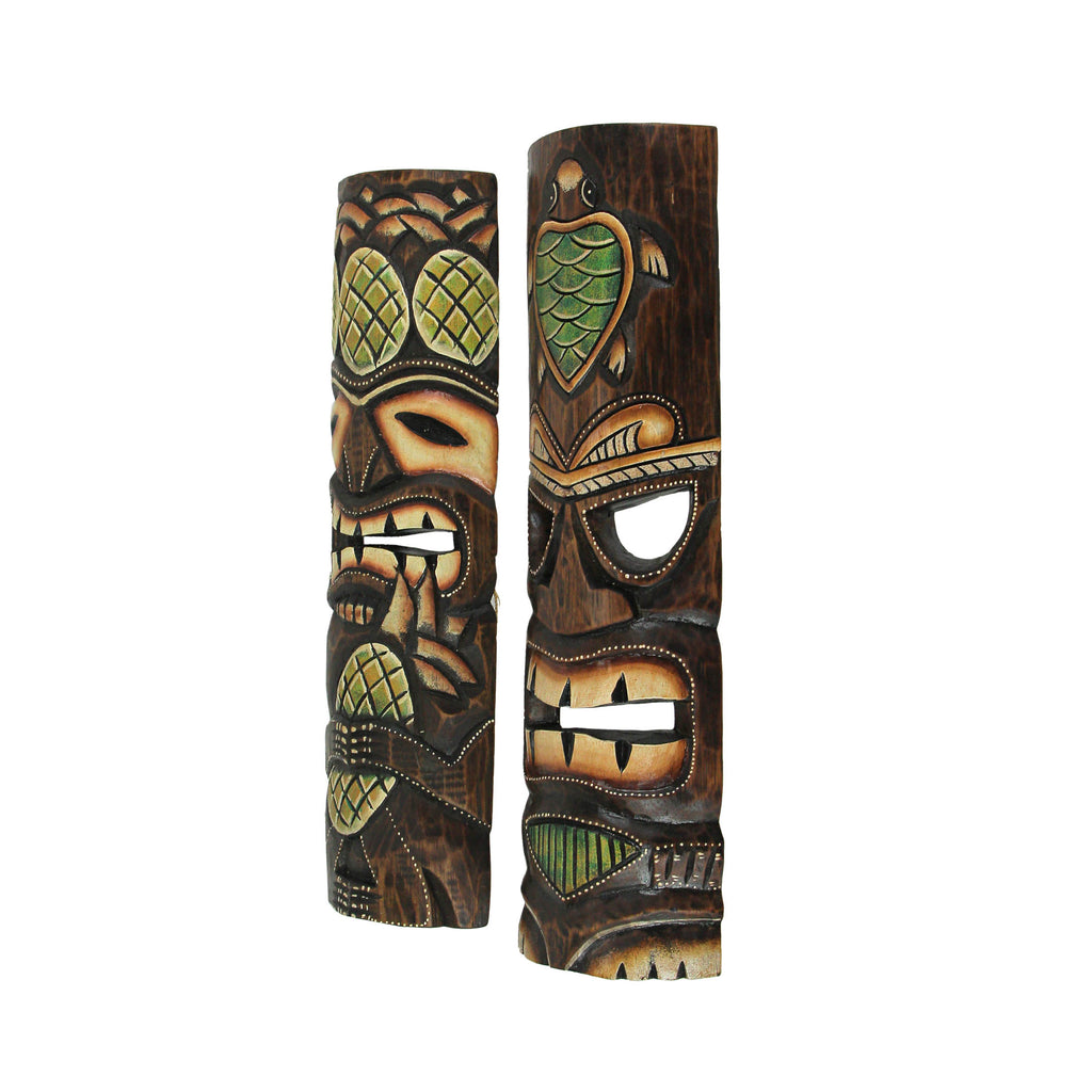 20 inch Wood Tiki Wall Mask Set of 2 O856515