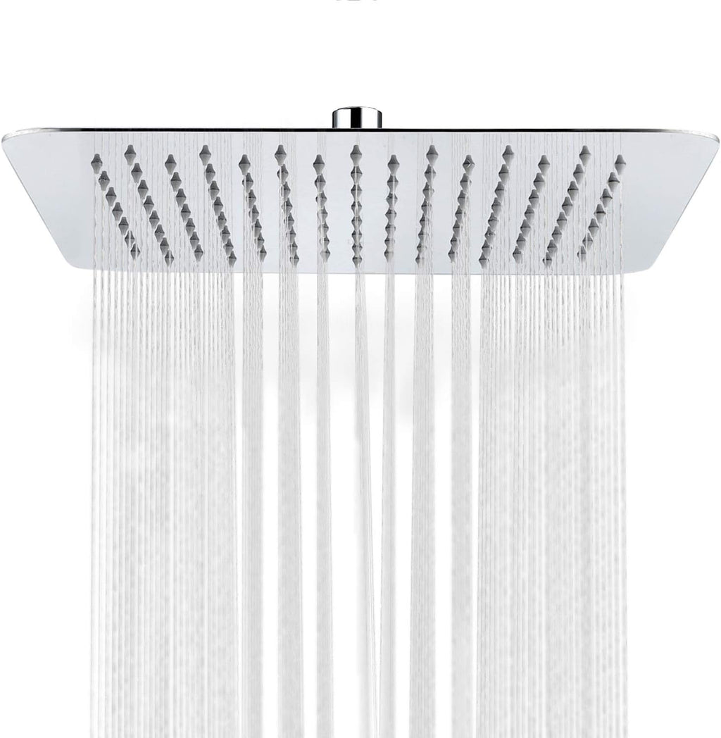 16 Inch Square Stainless Steel Shower Head Polished Chrome 2.5 Gpm Pack of 2 C7346