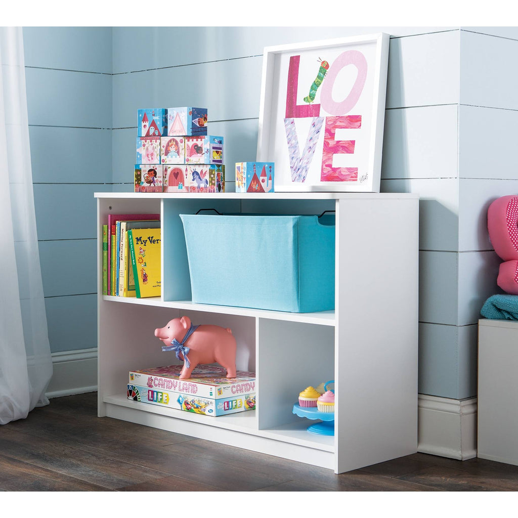 White 2-Tier Offset Bookcase D948