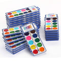 12-Colors Washable Watercolor Paint Set of 24 with Wood Brushes I38364