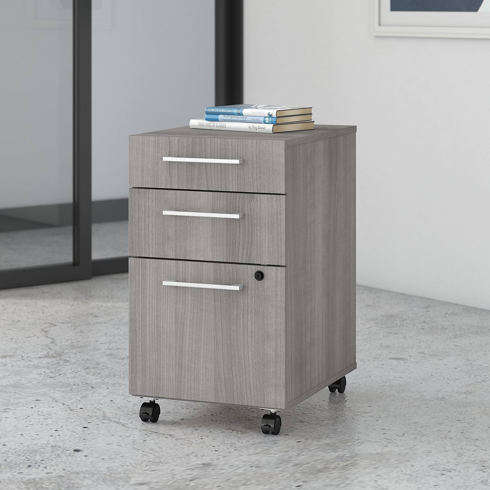3 Drawer Mobile File Cabinet Platinum Gray Z934133
