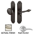 Right Hand Arch Style Screen Door Lock in Satin Nickel I740