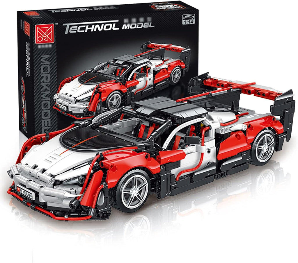 Red and White 1:14 Scale Sports Car MOC Building Blocks Set (1529 Pcs) Pack of 2 X410