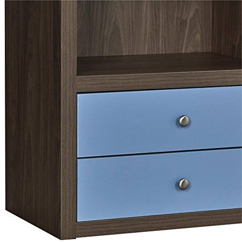Blue Walnut Modular Bookcase with Drawers Y2326