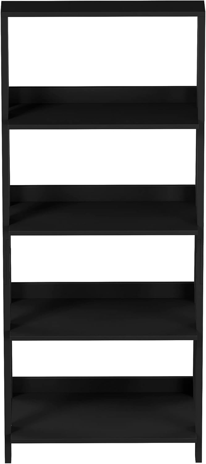 Black 4-Tier Wooden Ladder Bookshelf F6317