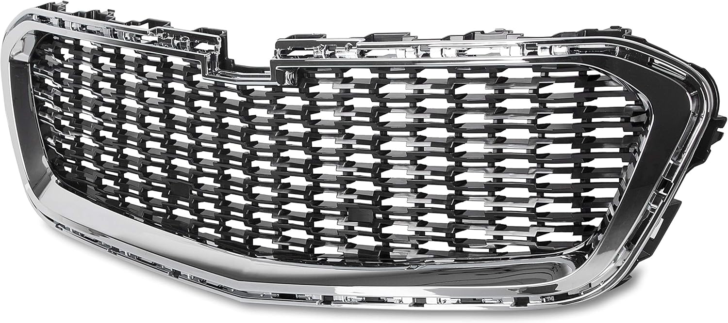 Front Center Grille With Chrome Molding Black Plastic Pack of 2 S161350