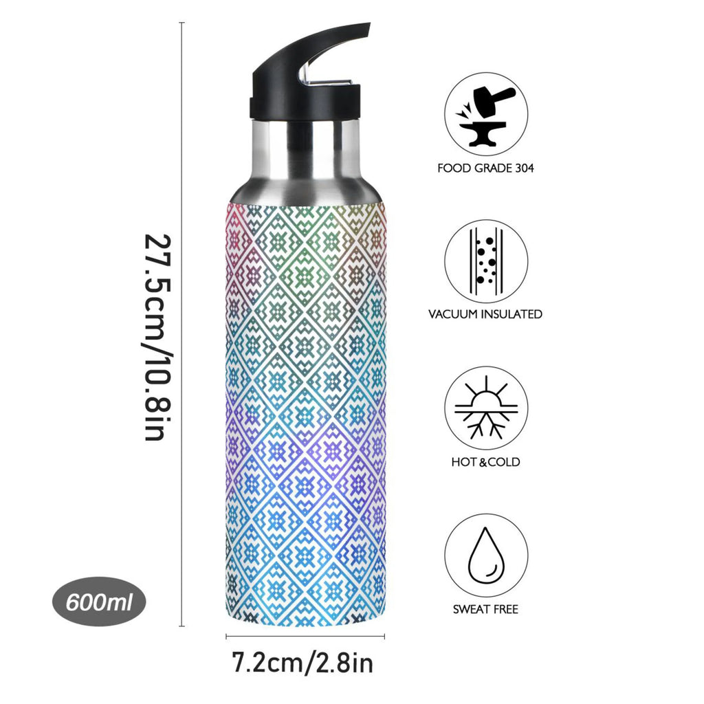 20 oz Insulated Stainless Steel Water Bottle with Straw Lid H810