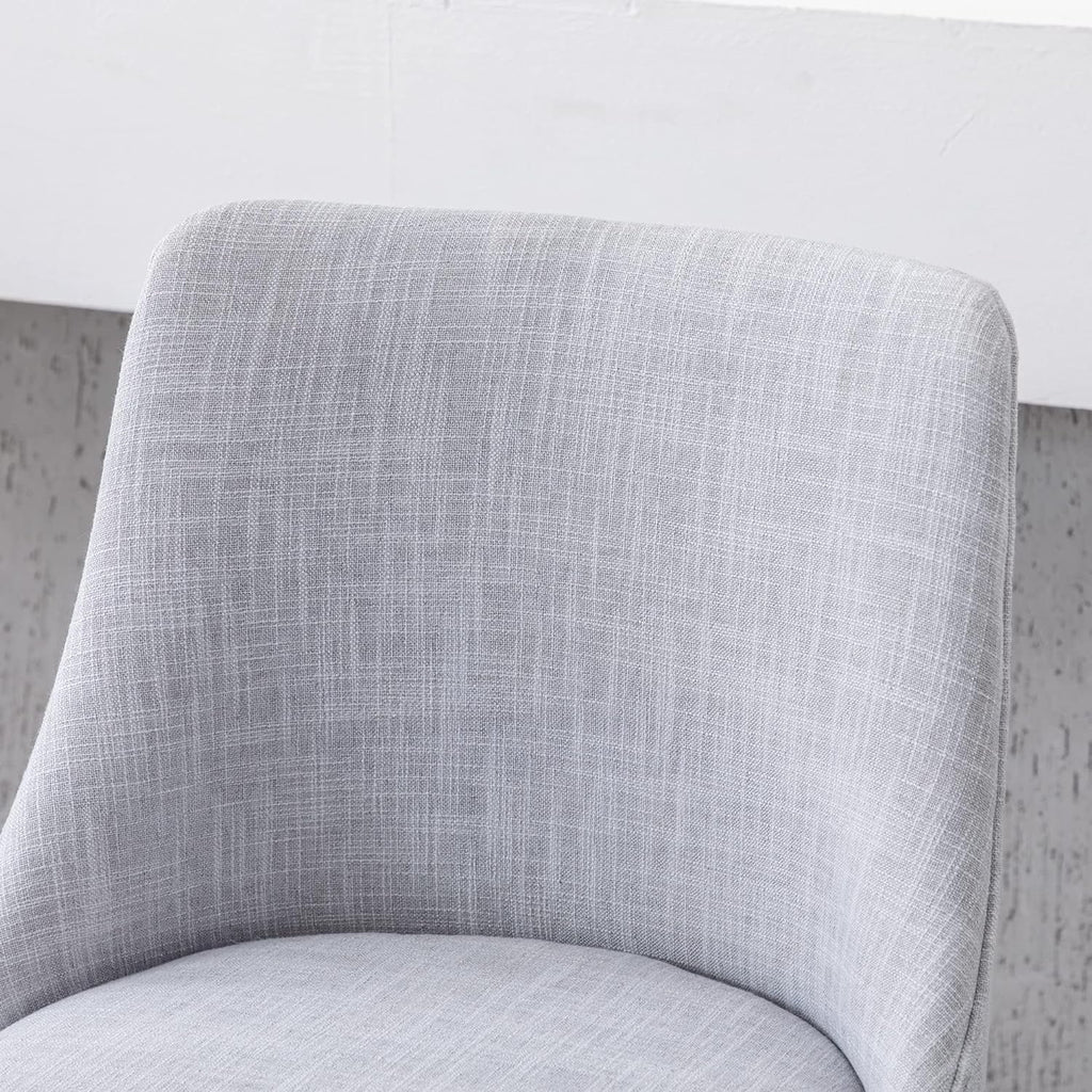 27 inch Swivel Barstools with Wood Legs Linen Fabric Upholstered Grey A174