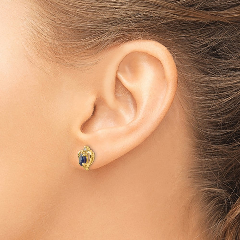 14k Sapphire and Diamond Heart Earrings P46885