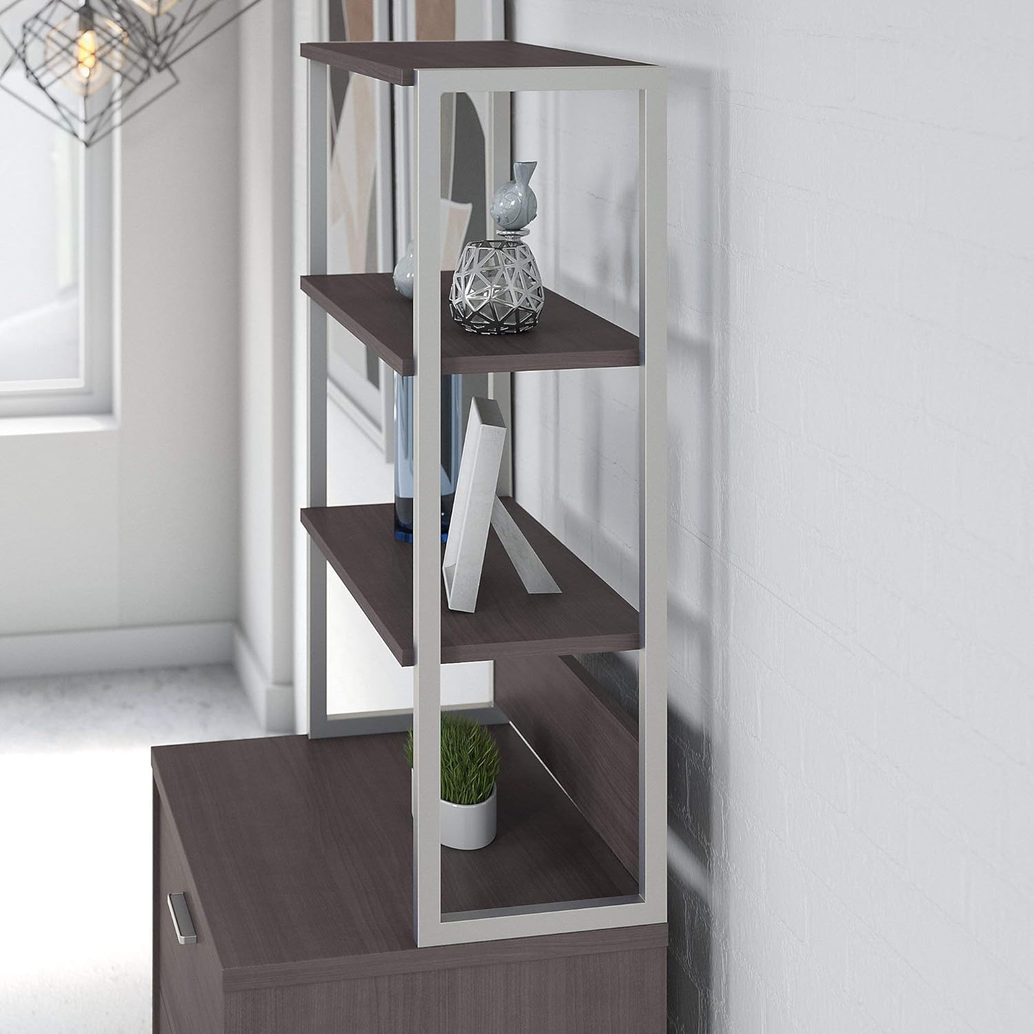 Storm Gray Bookcase Hutch V68822