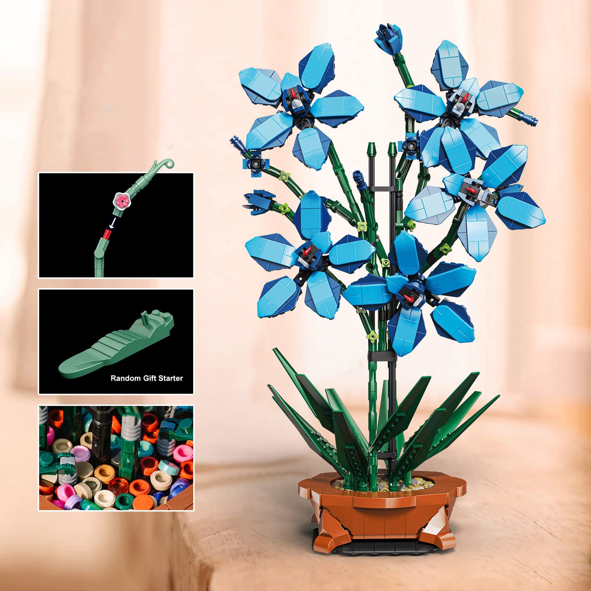 Blue Orchid Bouquet Building Block Set X462