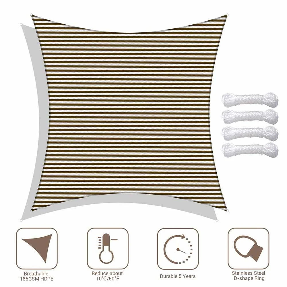 Brown White 20ft Sun Shade Canopy W45950