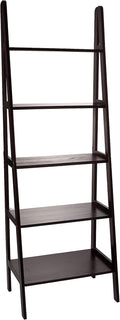 White 5-Shelf Corner Ladder Bookcase D68286