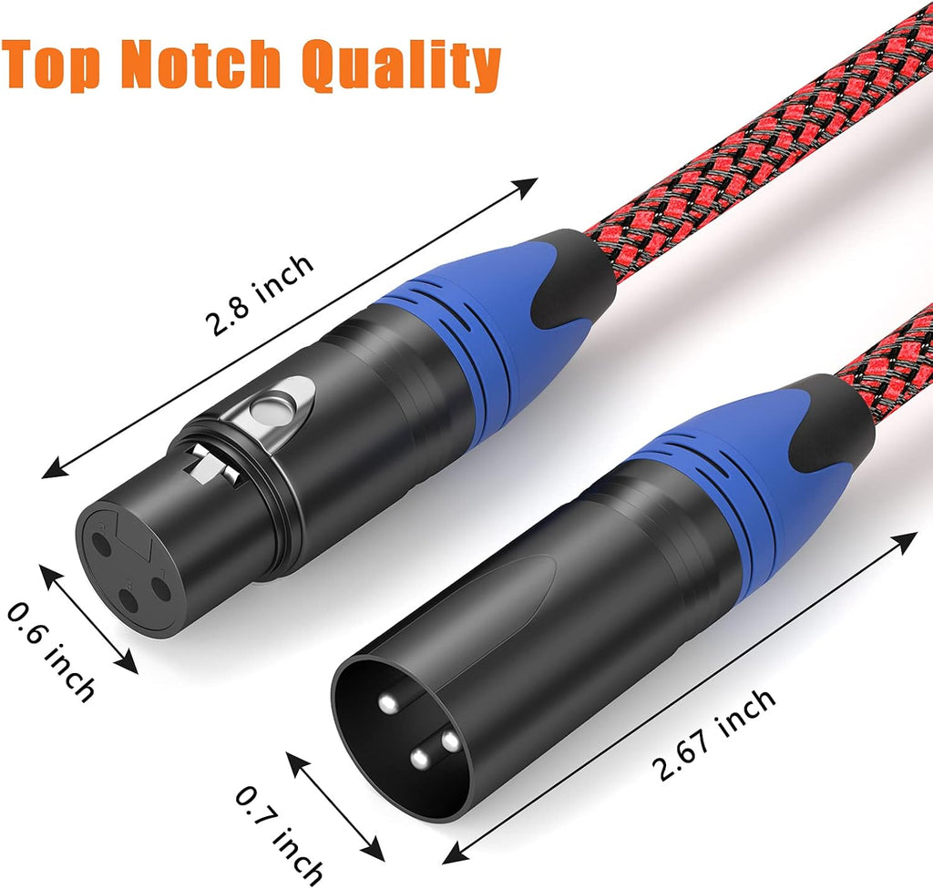 XLR Cable 6ft 10Pack Nylon Braided Male to Female Microphone Cable Balanced W2298