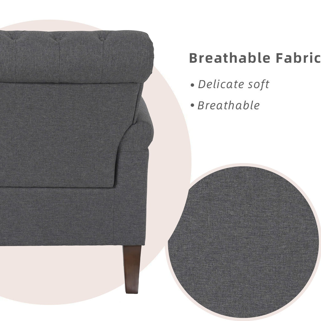 Dark Gray Linen Fabric Accent Arm Chair Z649
