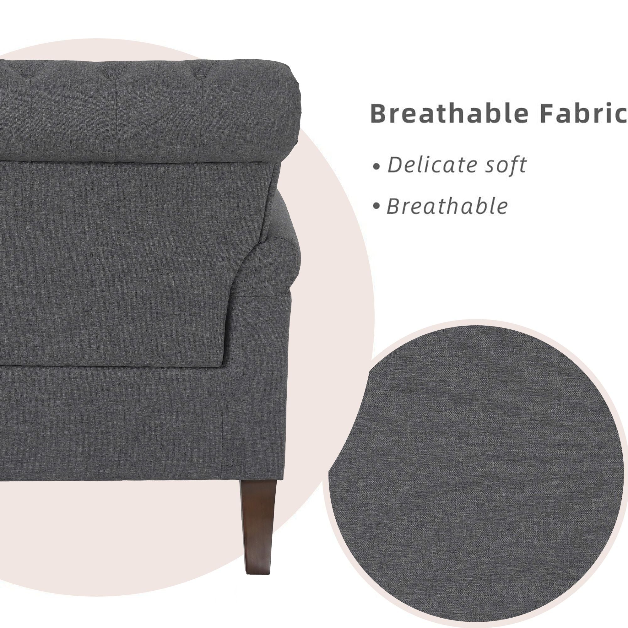 Dark Gray Linen Fabric Accent Arm Chair Z649