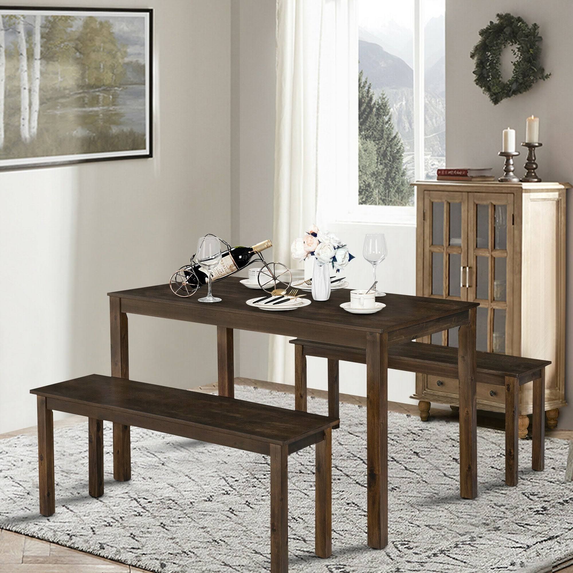 3pcs Dining Table with 2 Benches O234120