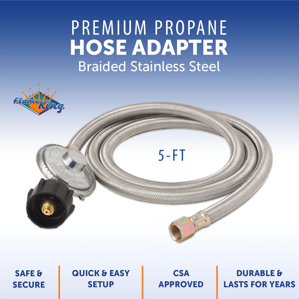 5 ft Stainless Steel Propane Adapter Hose with Regulator T829