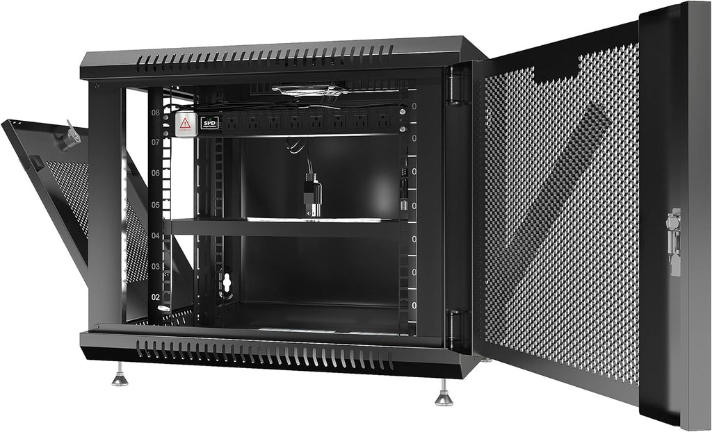 Locking Wall Mount Server Rack Cabinet 9U with Casters and Shelf D791