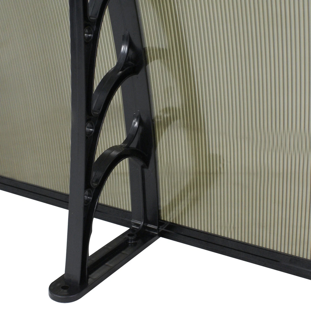 Brown Polycarbonate Door Awning Canopy with Black Bracket U73673