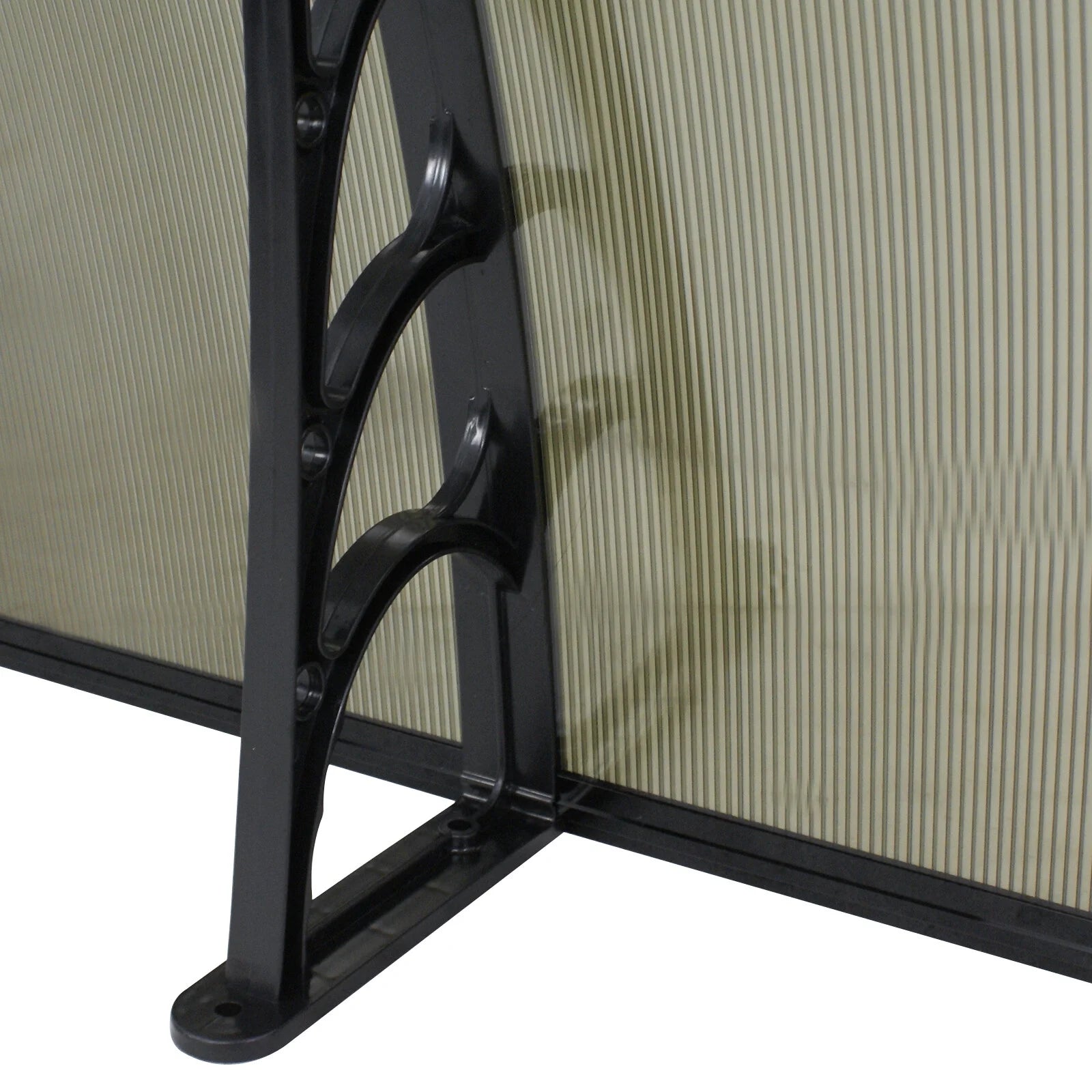 Brown Polycarbonate Door Awning Canopy with Black Bracket U73673