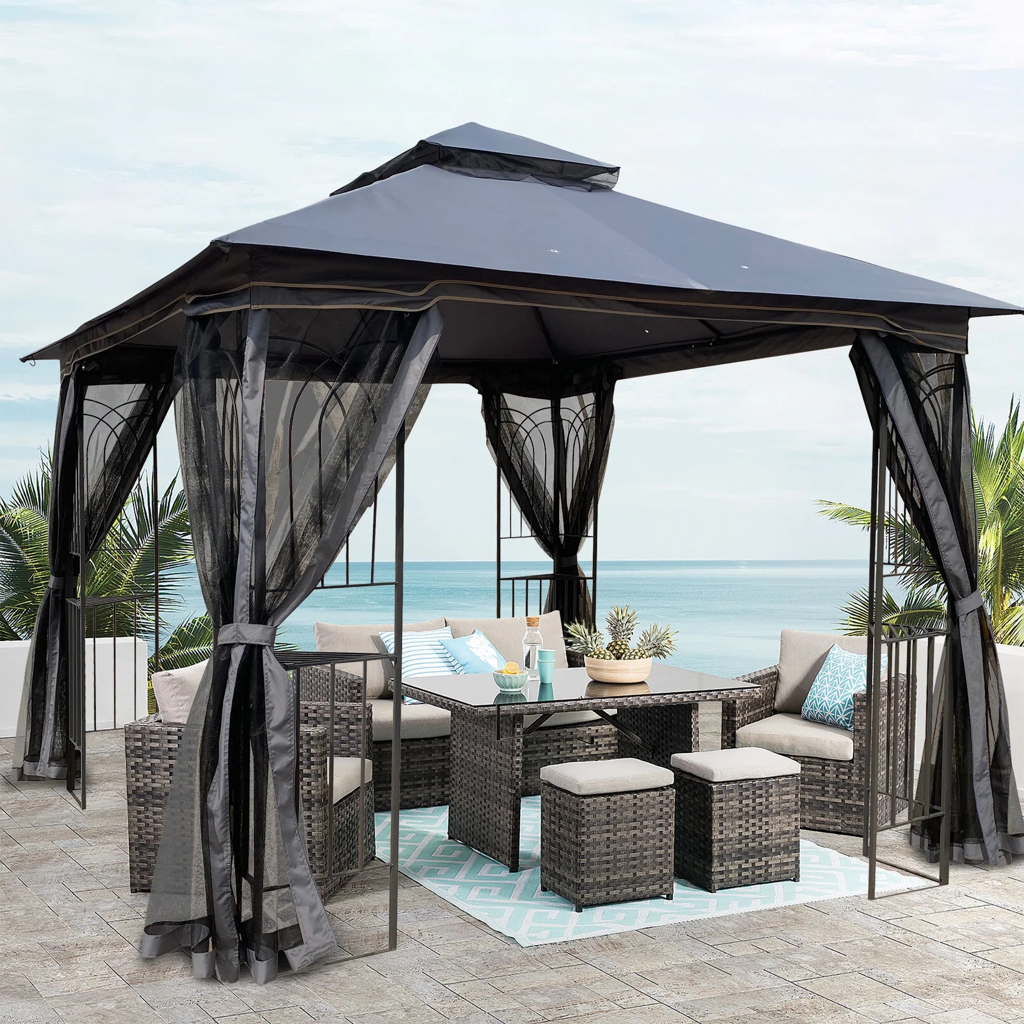 10x10Ft Canopy Tent with Mosquito Netting J9297