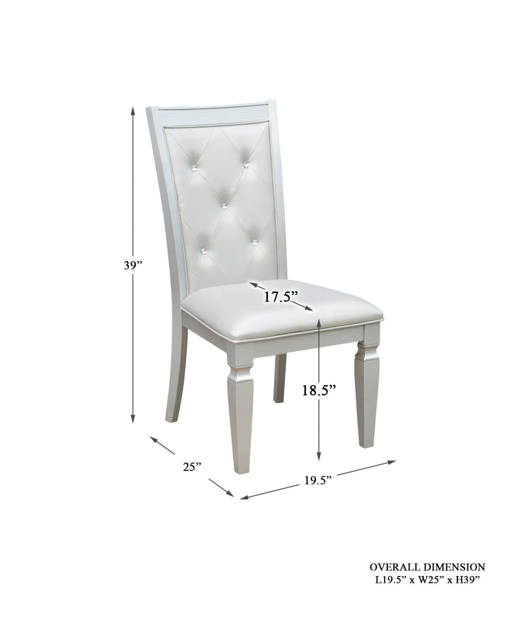Silver Side Chair Set of 2 L51366