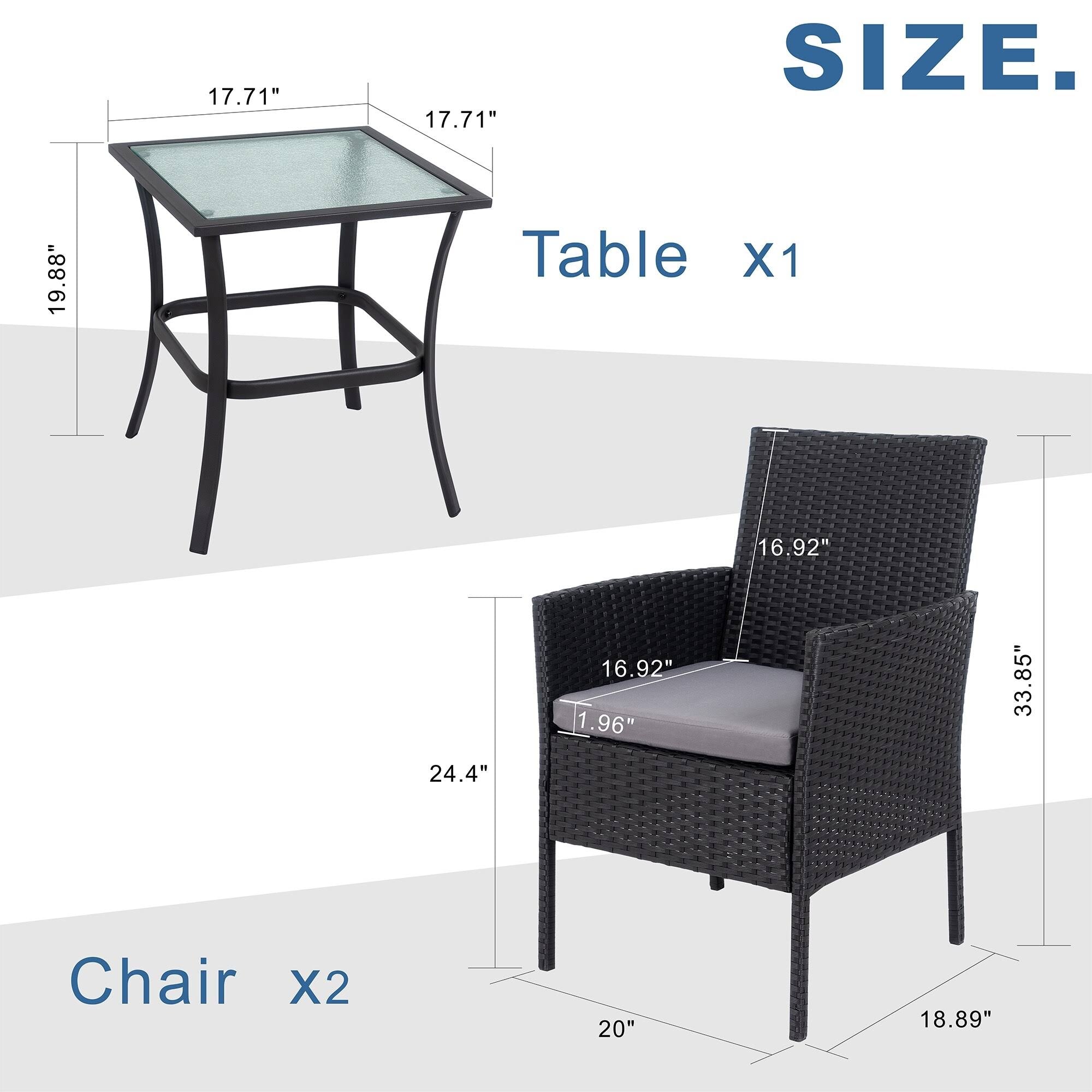 Gray 3 Piece Wicker Patio Chair Set C101858