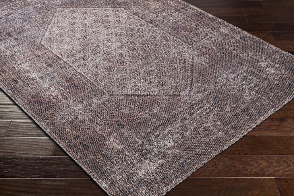 Washable Traditional Dark Red Area Rug (5'3" x 7'3") V75207