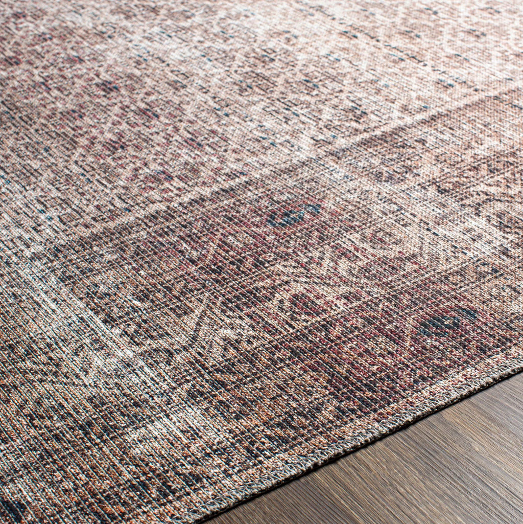 Washable Traditional Dark Red Area Rug (5'3" x 7'3") V75207