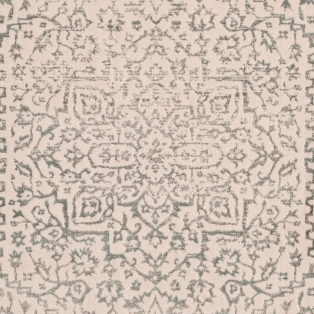 Light Blue/Ivory Geometric Floral Runner Rug J9442