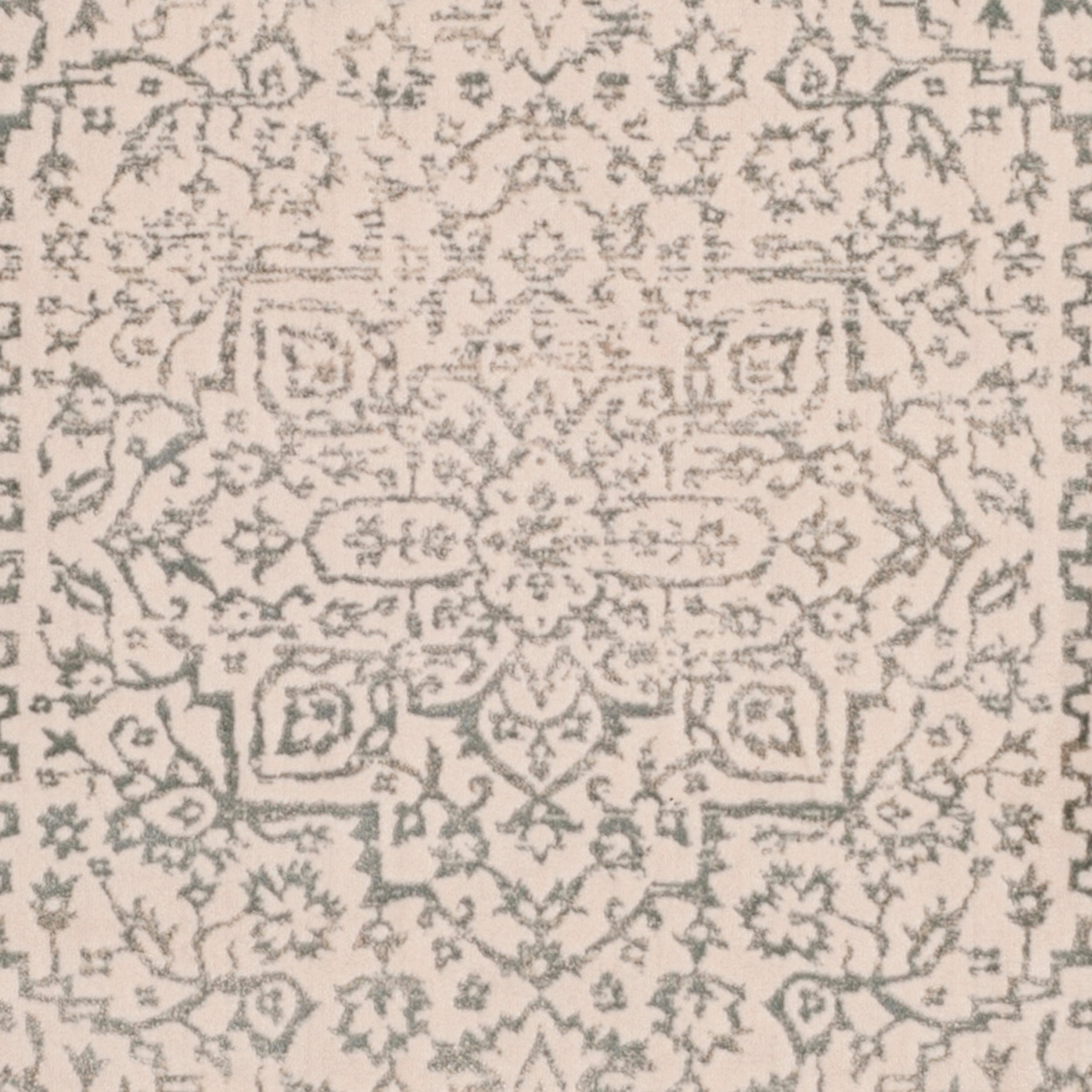 Light Blue/Ivory Geometric Floral Runner Rug J9442
