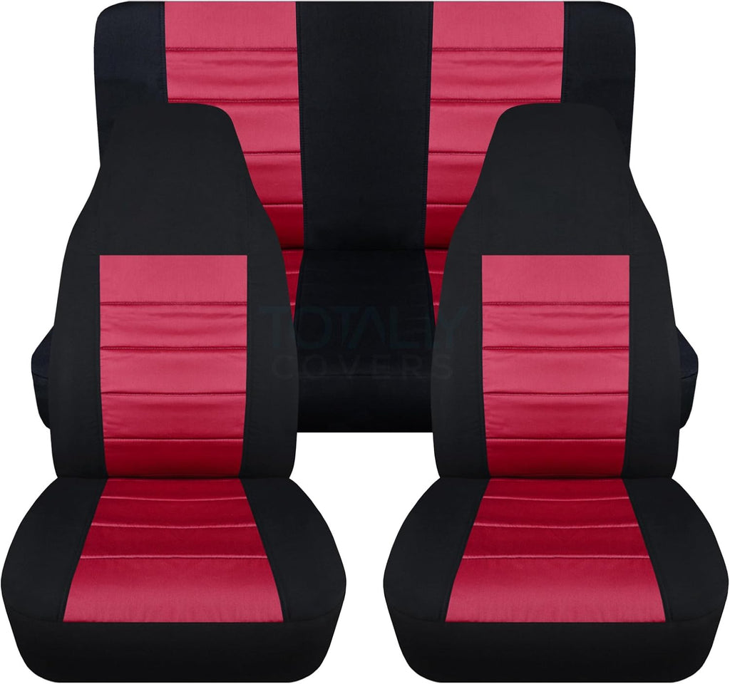 Black & Yellow Full Set Front & Rear Seat Covers for 2-Door Jeep Wrangler TJ T387172