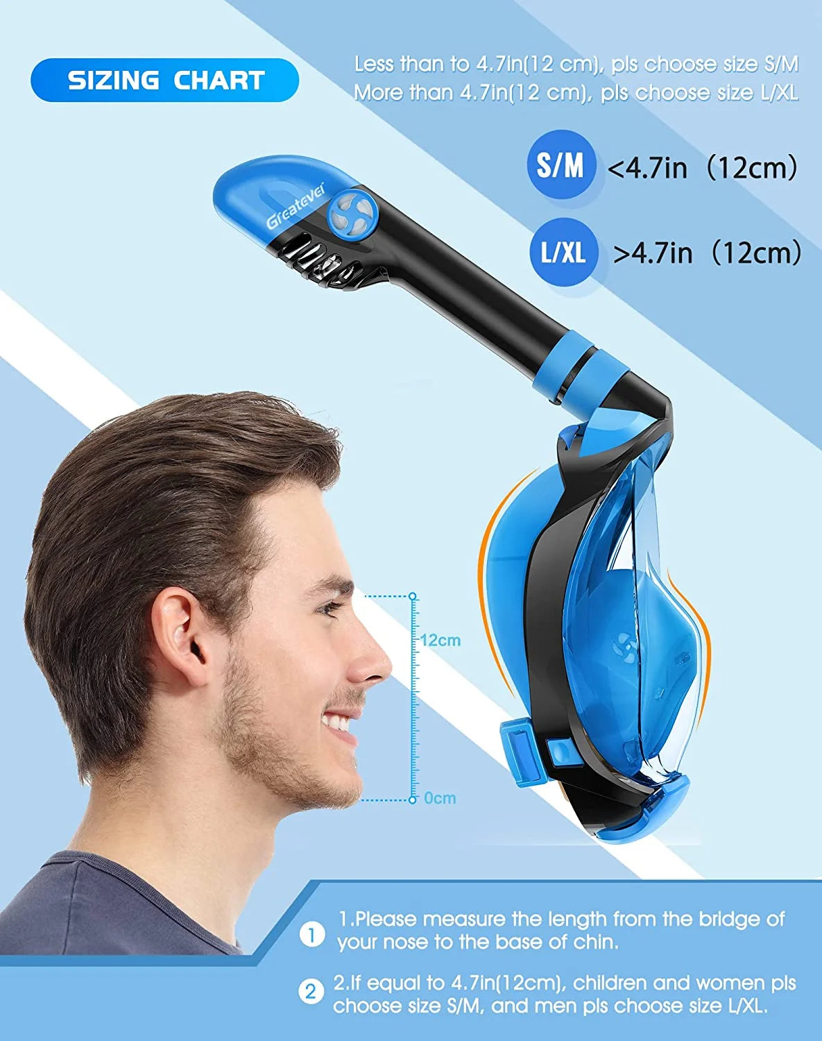 Full Face Snorkel Mask with Camera Mount A6409