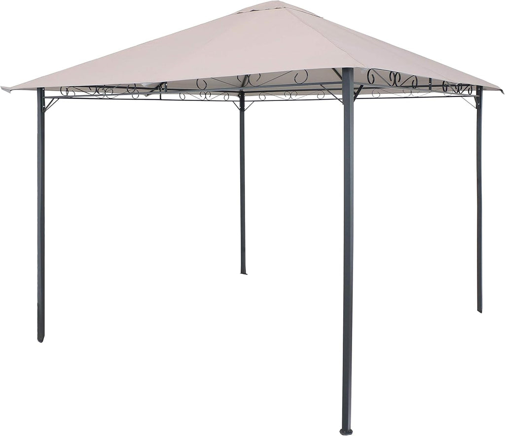 10 x 10 Foot Steel Gazebo with Gray Polyester Canopy Roof and Black Metal Frame K894