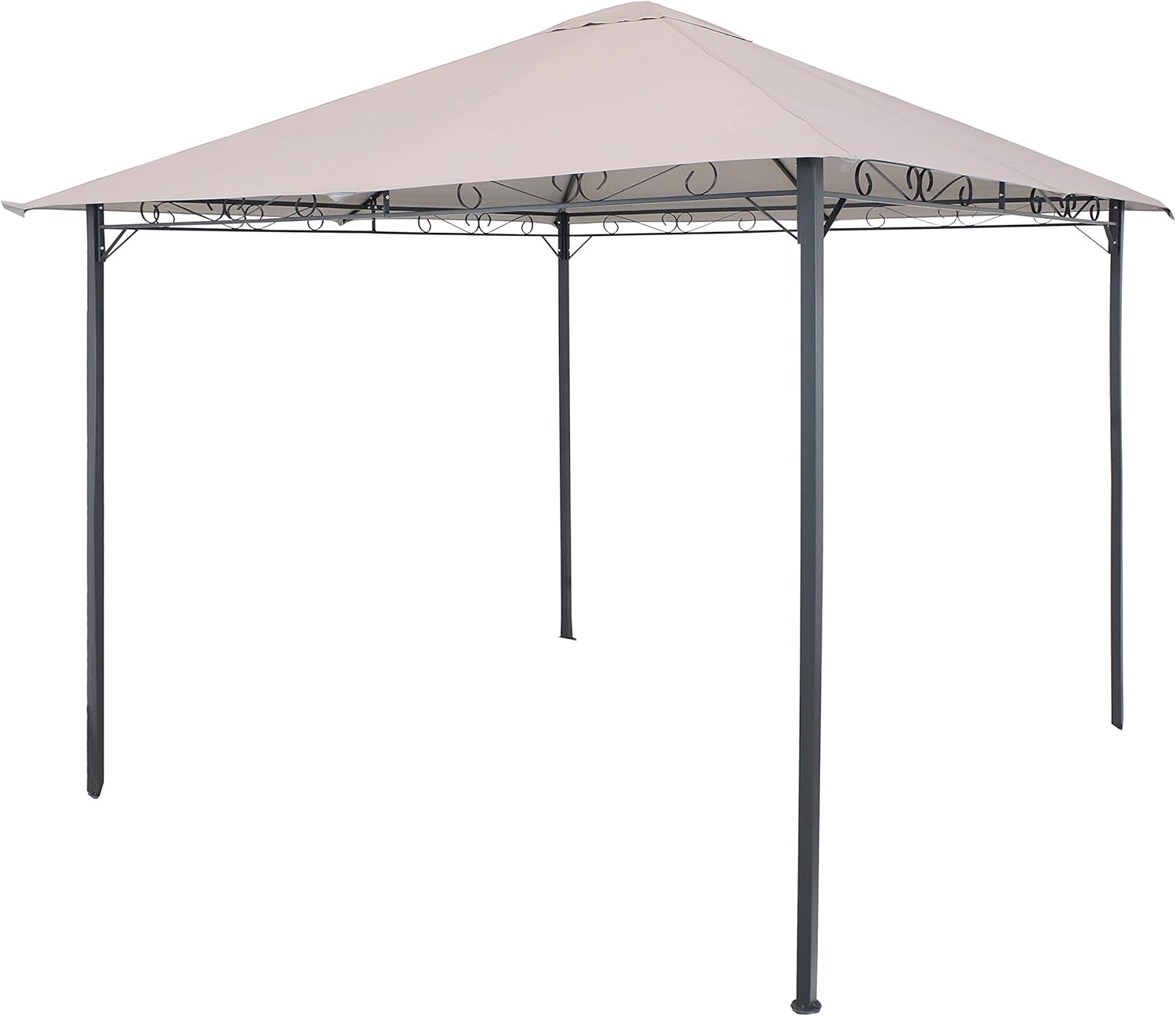 10 x 10 Foot Steel Gazebo with Gray Polyester Canopy Roof and Black Metal Frame K894
