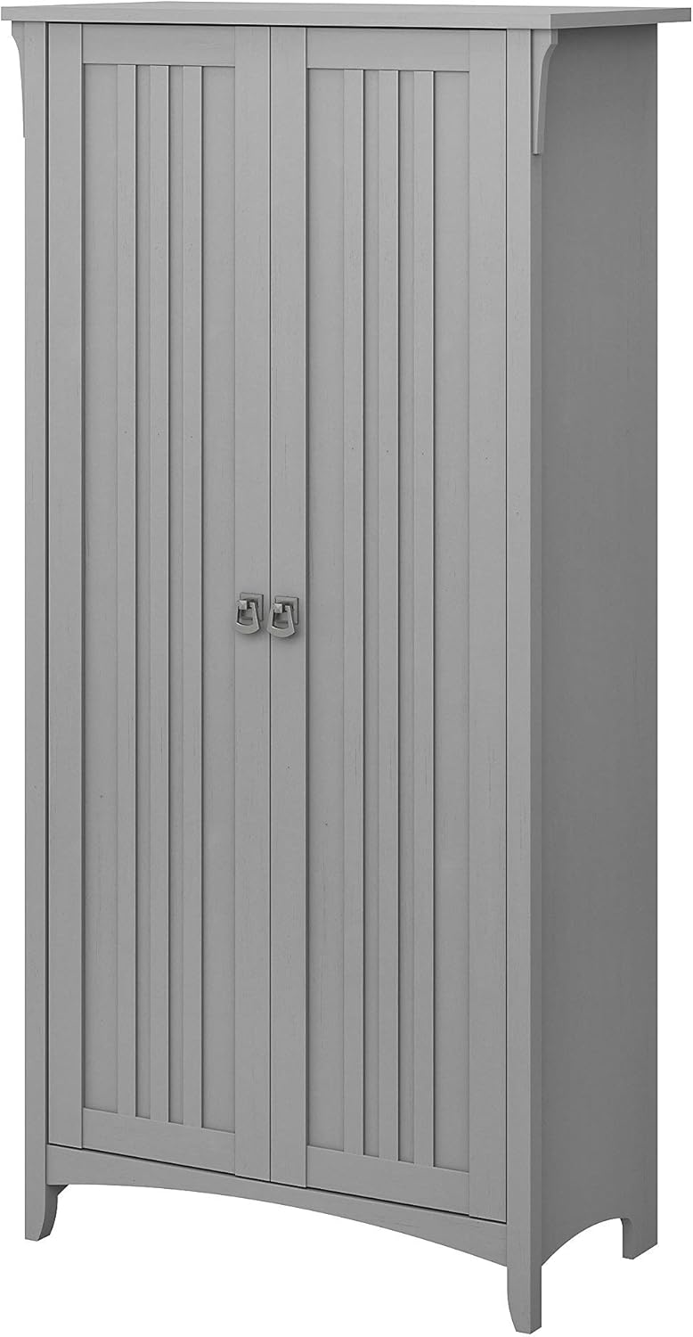 Tall Storage Cabinet with Doors in Cape Cod Gray V55666