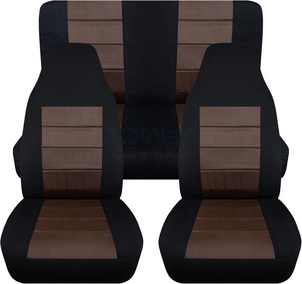 Black & Yellow Full Set Front & Rear Seat Covers for 2-Door Jeep Wrangler TJ T387172