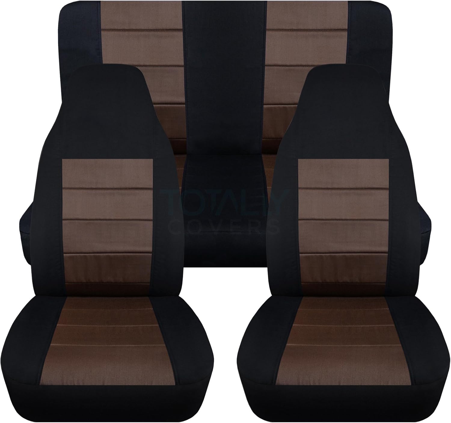 Black & Yellow Full Set Front & Rear Seat Covers for 2-Door Jeep Wrangler TJ T387172