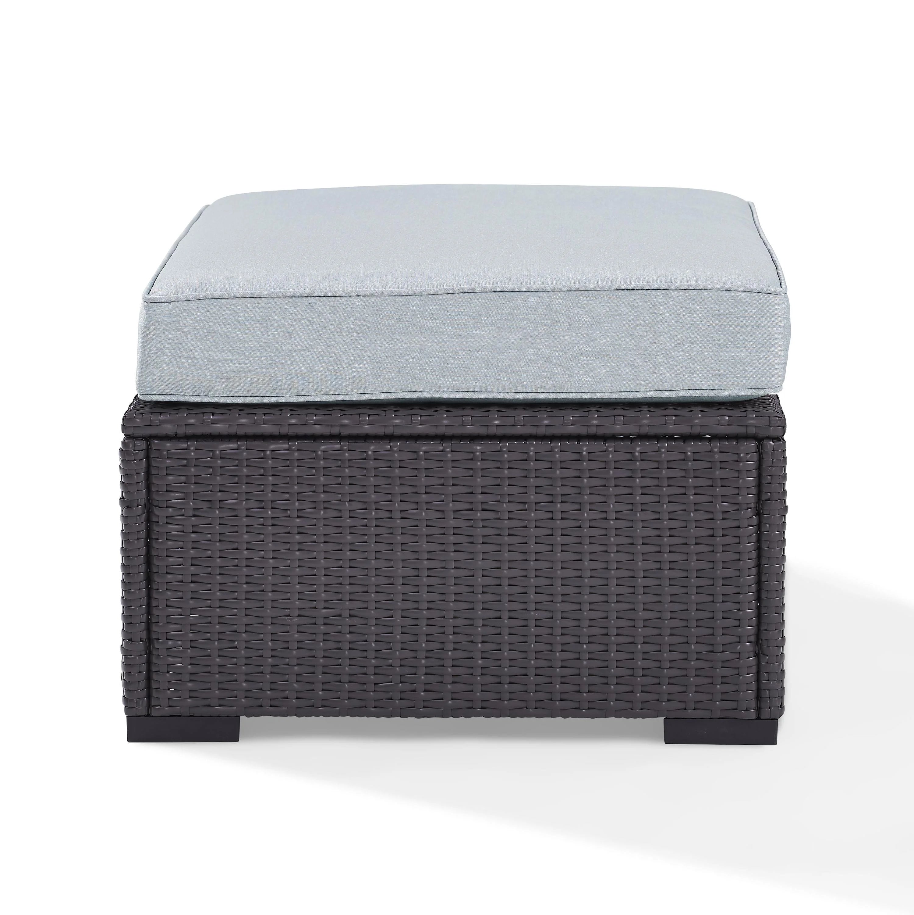White/Brown Wicker Ottoman G367