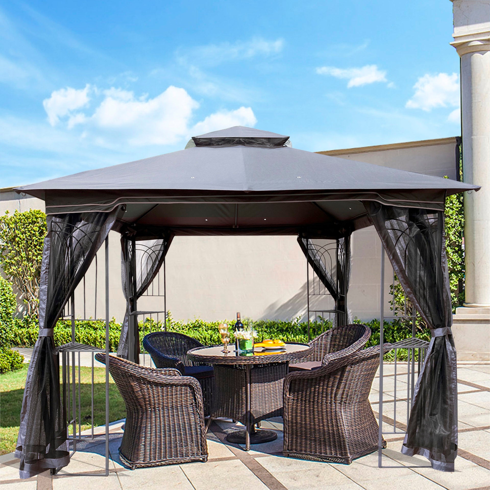 10x10Ft Canopy Tent with Mosquito Netting J9297