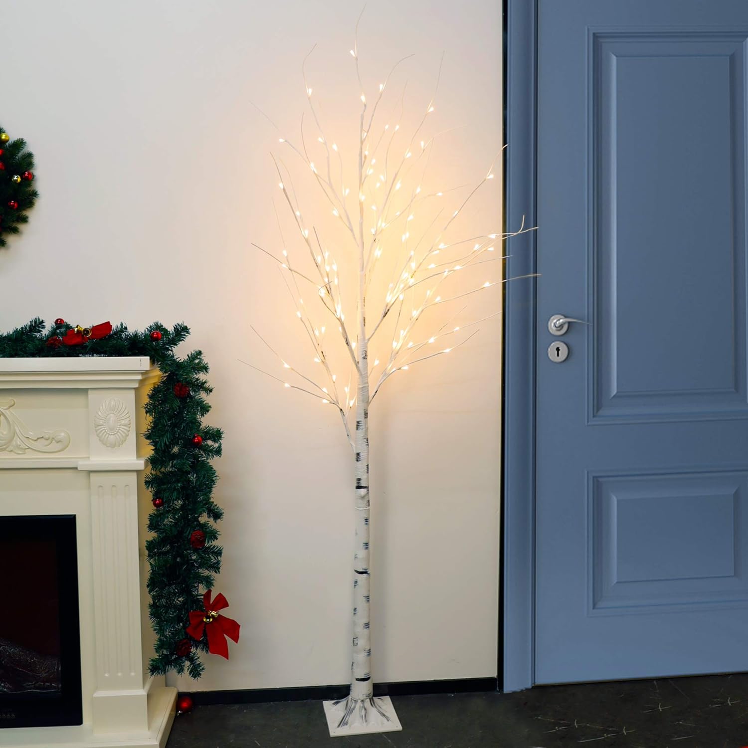 6 Feet 96 LED Lighted Birch Tree Pack of 2 V4525