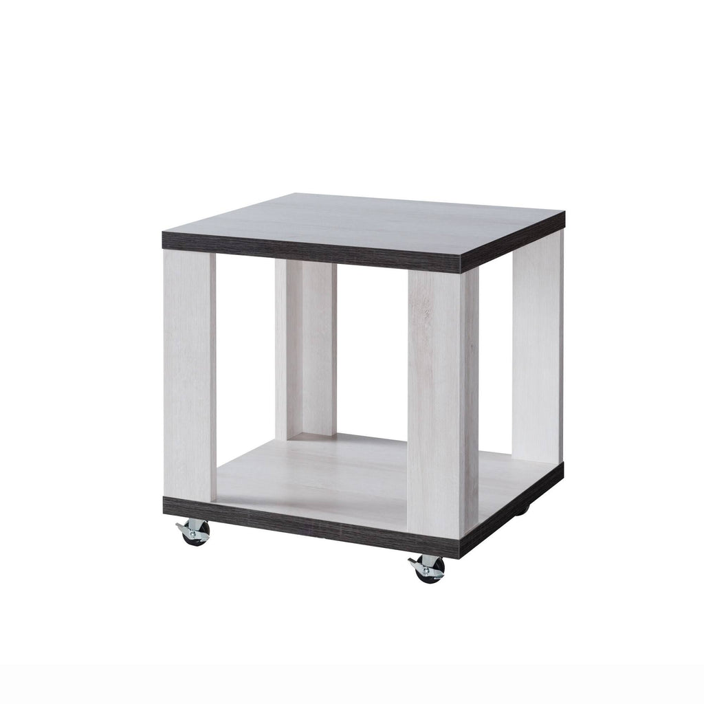 White and Gray MDF End Table with Wooden Open Bottom Shelf G572435