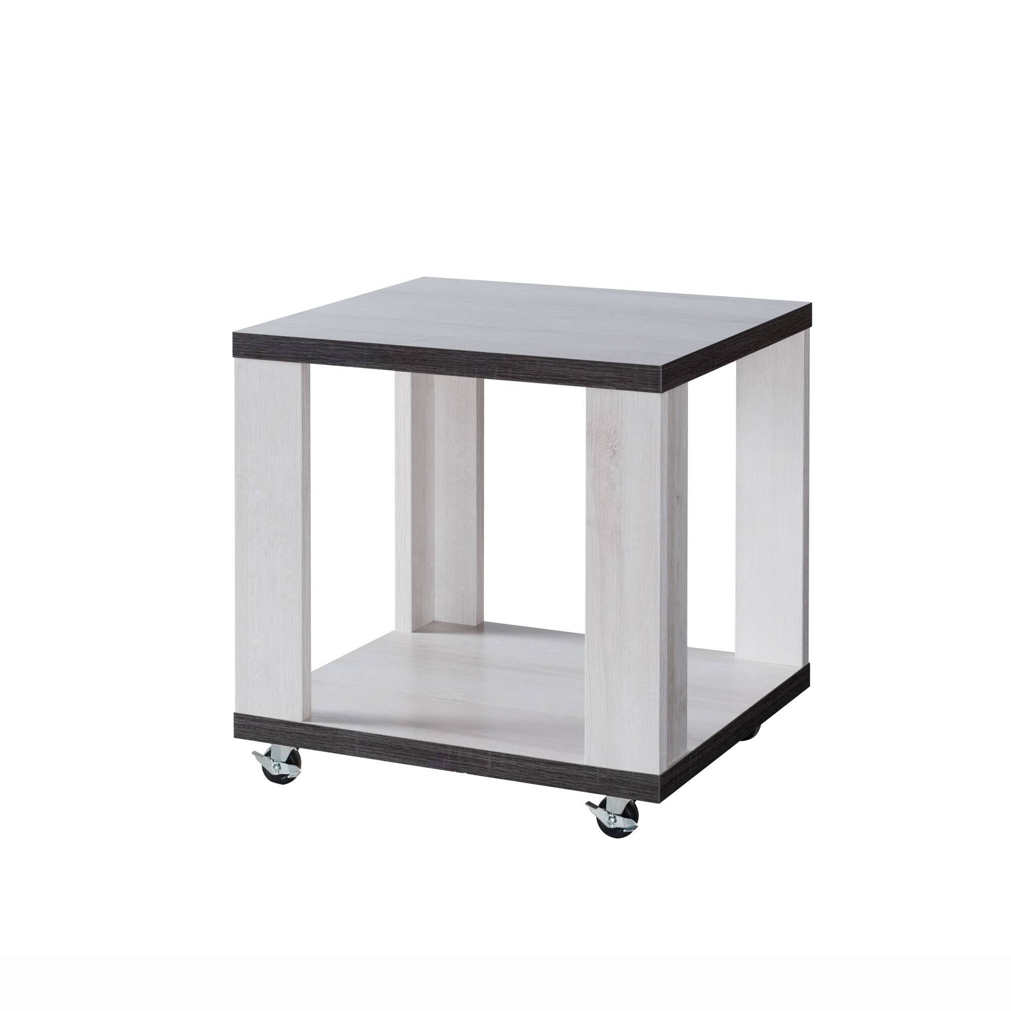 White and Gray MDF End Table with Wooden Open Bottom Shelf G572435