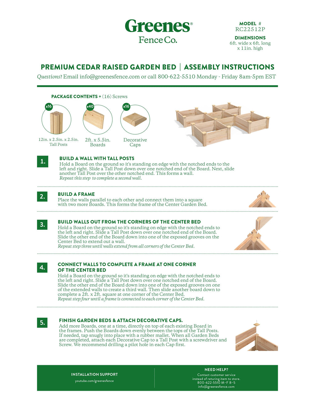 Cedar Raised Garden Bed 16 in x 8 ft x 11 in J7565