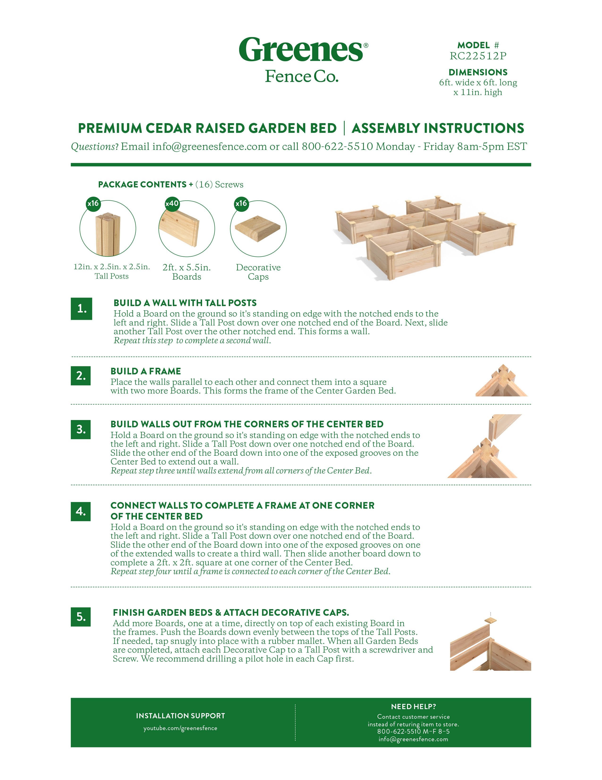 Cedar Raised Garden Bed 16 in x 8 ft x 11 in J7565