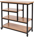 Light Walnut Kitchen Cart with Wooden Top S82814