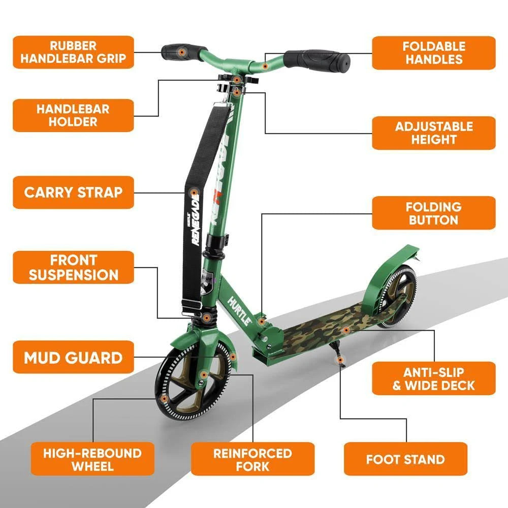 2 Wheel Folding Kick Scooter with Adjustable Handlebar, Camouflage T8013